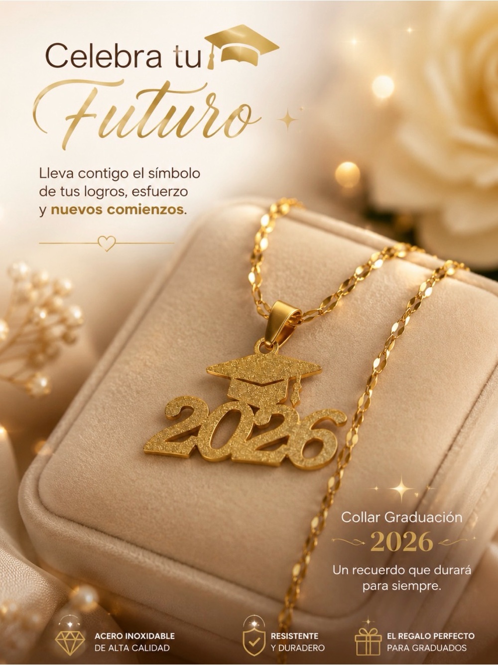 Graduation 2026 Gold Pendant Necklace - Women Jewelry